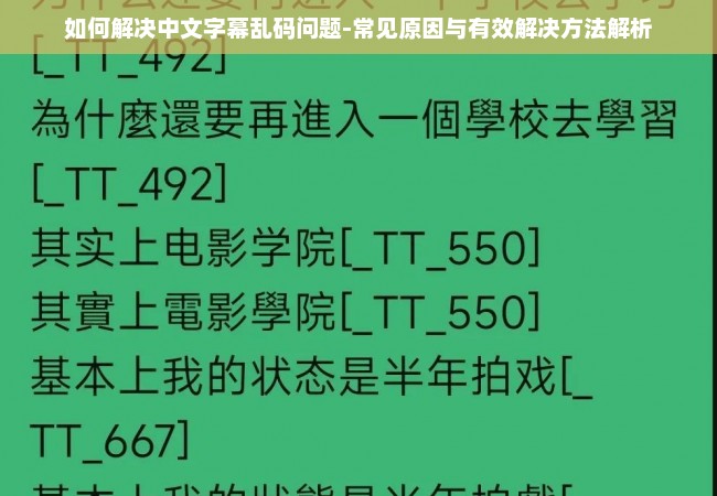 如何解决中文字幕乱码问题-常见原因与有效解决方法解析